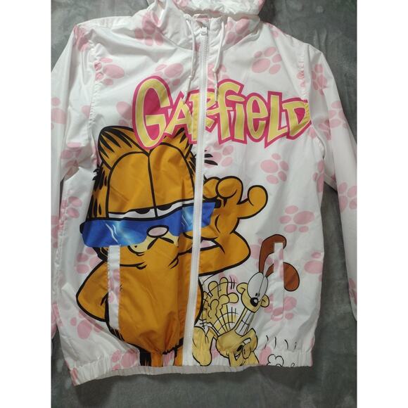 Members Only X GARFIELD White Windbreaker Jacket Mens Sz Medium - Picture 2 of 12
